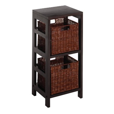 29.21" 3pc Leo Shelf and Baskets Espresso Brown - Winsome