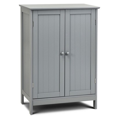 Tangkula Bathroom Floor Storage Cabinet Double Door Kitchen Cupboard Shoe Cabinet