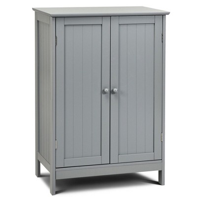 Gymax Bathroom Floor Cabinet Free Standing Storage Side Organizer w/4 - See Details - Grey