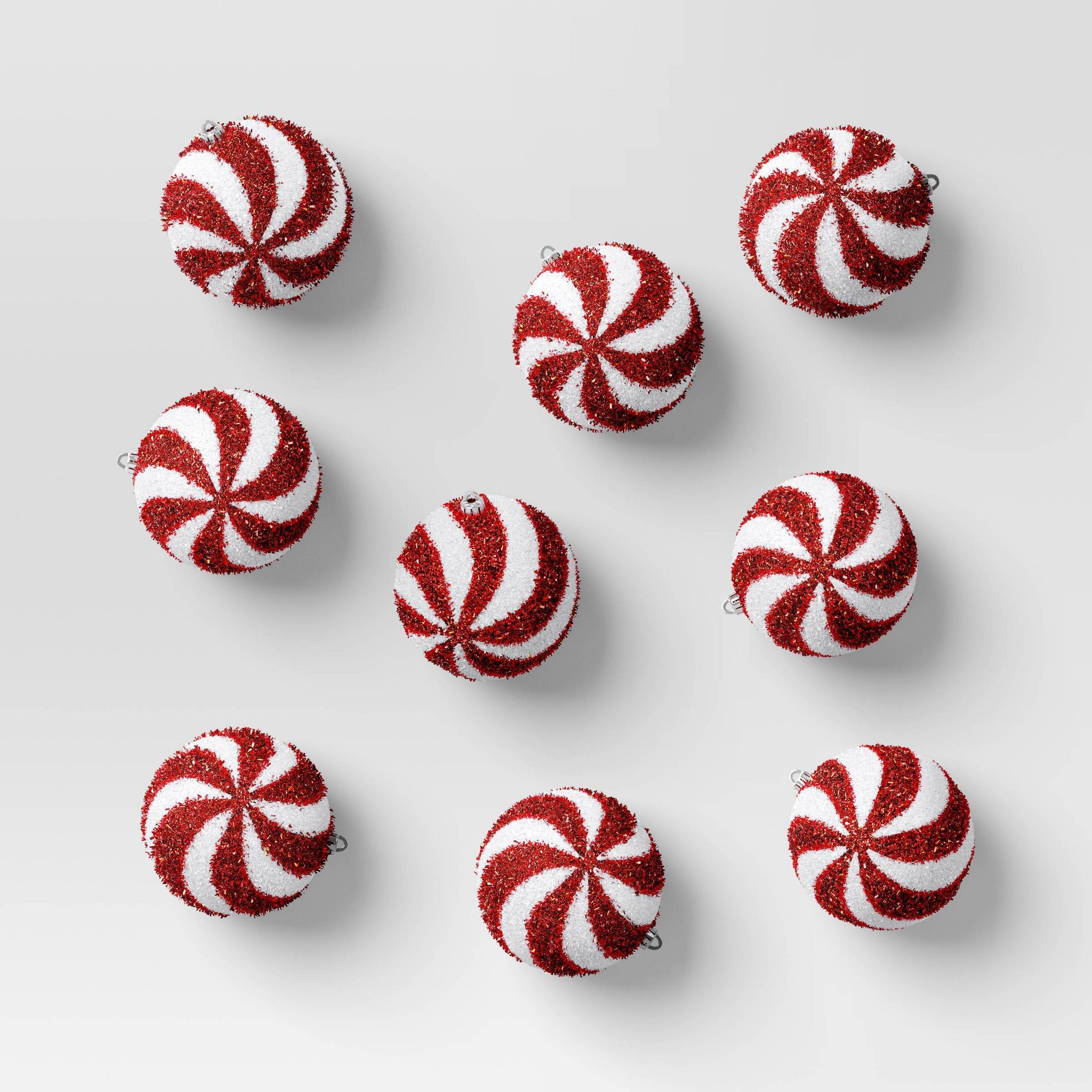 9ct Christmas Tinsel Ball Candy Cane Stripe - Wondershop™