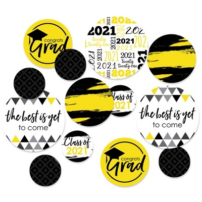 Big Dot of Happiness Yellow Grad - Best is Yet to Come - 2021 Graduation Party Giant Circle Confetti - Grad Party Décor - Large Confetti 27 Count