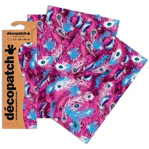 Decopatch Papers - Pack of 3 sheets - 11 3/4 x 15 3/4 - Purple Plumes - 1 of 4
