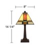 Robert Louis Tiffany Mission Accent Table Lamp 14 1/4" High LED Art Deco Stained Glass Shade for Bedroom Bedside Nightstand Office - 4 of 4