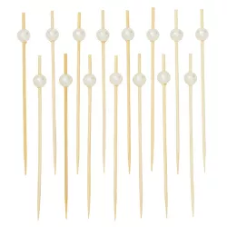 Okuna Outpost 300 Pack White Pearl Cocktail Picks, Bamboo Toothpicks (4.7 in)