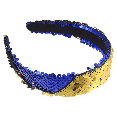 Unique Bargains Women's Sparkle Sequins Headbands Blue Yellow 1 Pc