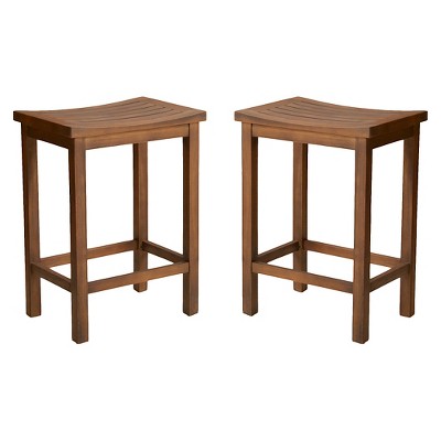 Set of 2 Easton Slat 24" Counter Height Barstool Mahogany - Christopher Knight Home