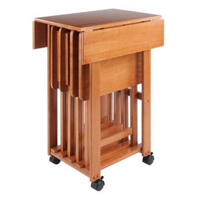 Sophia Transitional Teak 5-Piece Snack Table Set