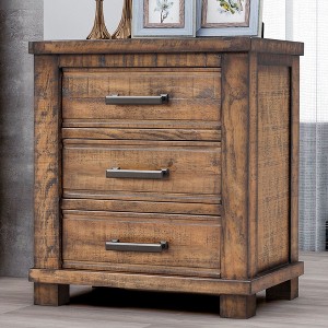 Sapphtopaz Rustic Farmhouse Nightstand with Aged Style Wooden Night Stand with 3 Drawers Entryway Table for Bedroom, Living Room - 1 of 4