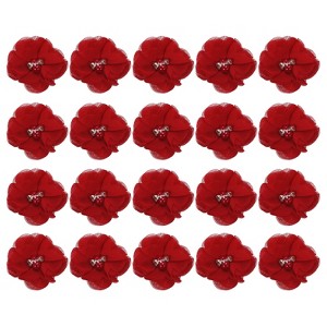 Unique Bargains Artificial Rhinestone Chiffon Flower Heads 20 Pcs Red - 1 of 4