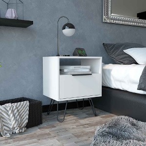 NicBex Wood Nighstand with Hairpin Legs,End Table with 1 Drawer and Open Shelf for Bedroom,Living Room - 1 of 4