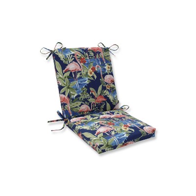 Flamingoing Lagoon Squared Corners Outdoor Chair Cushion Blue - Pillow Perfect