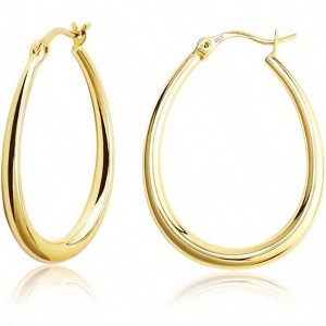 Hypoallergenic Oval Hoop Earrings for Women Girls Fashionable, Simple and Trendy Styles - 1 of 4