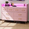 DobleePy Pink 8-Drawer Dresser with Charging Station, RGB LED Lights, Wide Floor Chest for Bedroom, Makeup Vanity or Gaming Setup - 4 of 4