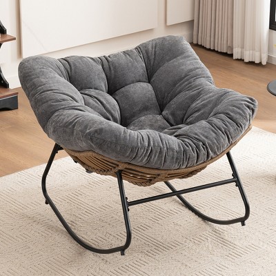 Lyngins Modern Indoor Leisure Rocking Chair with Thicken Seat Cushion,Comfy Accent Reclining Chair for Living Room,Nursery