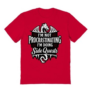 Rerun Island Men's Not Procrastinating Short Sleeve Graphic Cotton T-Shirt - Red S - 1 of 4