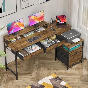 Gericco 55 Inch Computer Desk with 3 Drawers and File Cabinet for Storage - 1 of 1