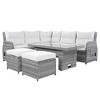 5-Piece Outdoor Rattan Furniture Set Patio Conversation Set with Recliners, Adjustable Table & Ottomans-- Frevyn - 3 of 4