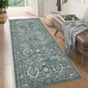 Vintage Floral Printed Distressed Rug for Living Room Retro Thin Washable Area Rugs for Bedroom Low Pile Non Slip Ultra Soft Carpet - 2 of 4