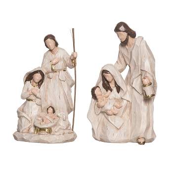 Transpac Natural Nativity Polyresin Tabletop Figurines Decorations Set of 2 Small, 7.48H inches
