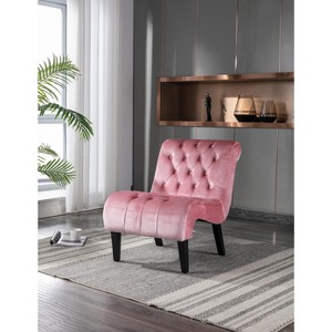 APRILSOUL Velvet Modern Velvet Armless Accent Leisure Chair, Upholstered Fabric Button Comfortable Chair with Wooden Legs - 1 of 4
