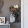 Merrick Lane 24 Inch Wall Mount Pine Wood Storage Rack with 5 Hanging Hooks, Entryway, Kitchen, Bathroom - 2 of 4