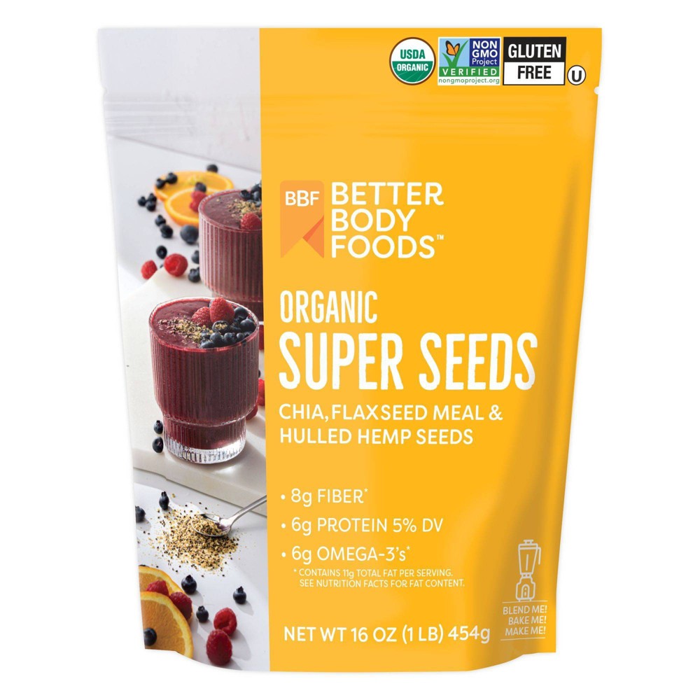BetterBody Foods Super Seed Blend - 16oz: Organic Certified, Ready to Use, Raw, Bag