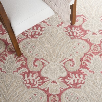 Elegant Tufted Wool Rectangular Area Rug 9' x 12' in Pink & Beige