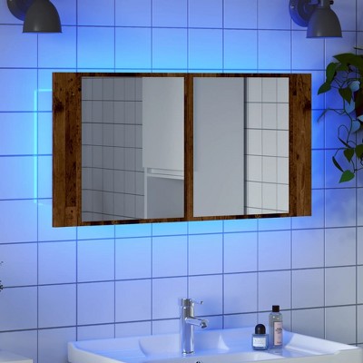 vidaXL LED Mirror Cabinet Old Wood Engineered wood and glass Medium
