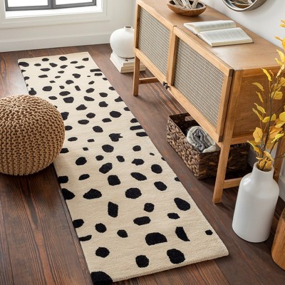 Sanremo Beige and Black Tufted Wool 8' x 10' Area Rug