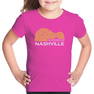 LA Pop Art Nashville Guitar - Girl's Word Art T-Shirt - 1 of 4