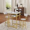 PAGED Modern 3PC Dining Table with 1 Rectangle Bar Table with Middle Shelf, 2 Bar Stools with Back for Dining Room - 2 of 4