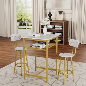 PAGED Fashion Bar Stools Set of 2 with Bar Table, Counter Height Bar Chairs with Backrest & Footrest for Home Pub - 1 of 4
