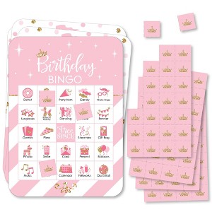 Big Dot of Happiness Little Princess Crown - Picture Bingo Cards and Markers - Birthday Party Bingo Game - Set of 18 - 1 of 4