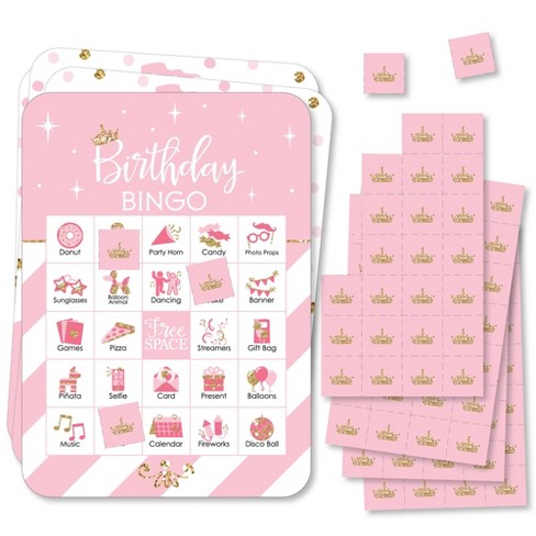 Big Dot of Happiness Little Princess Crown - Picture Bingo Cards and Markers - Birthday Party Bingo Game - Set of 18 - image 1 of 4