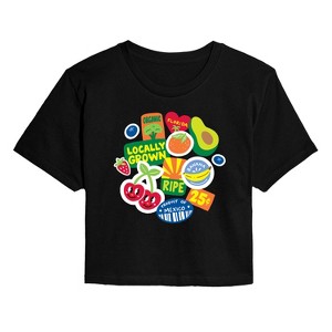 Women's - Instant Message - Fruit Stamps Cropped Graphic T-Shirt - 1 of 4