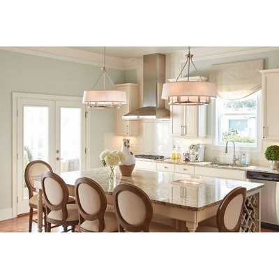 Cherish 6-Light Brushed Nickel Chandelier with White Linen Shade