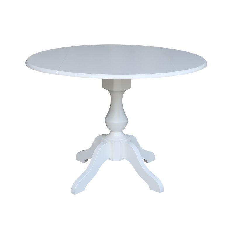 42" Matt Round Dual Drop Leaf Pedestal Table White - International Concepts, 1 of 11