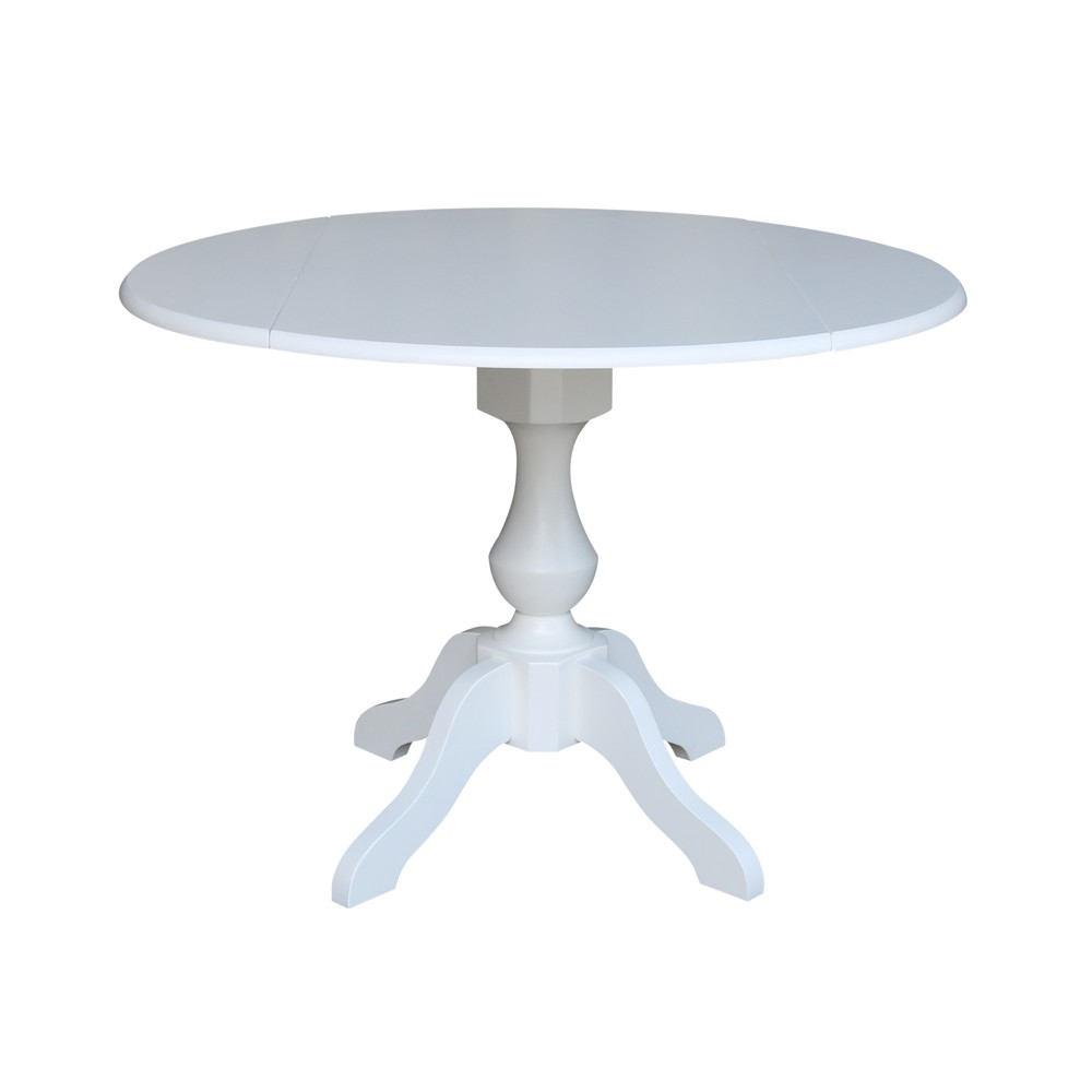42 Matt Round Dual Drop Leaf Pedestal Table White - International Concepts was $429.99 now $322.49 (25.0% off)