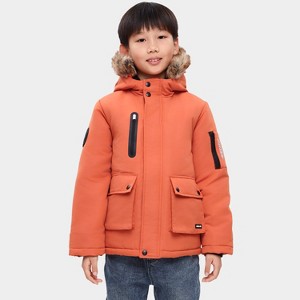 Rokka&Rolla Boys' Winter Coat with Faux Fur Hood Parka Jacket - 1 of 4