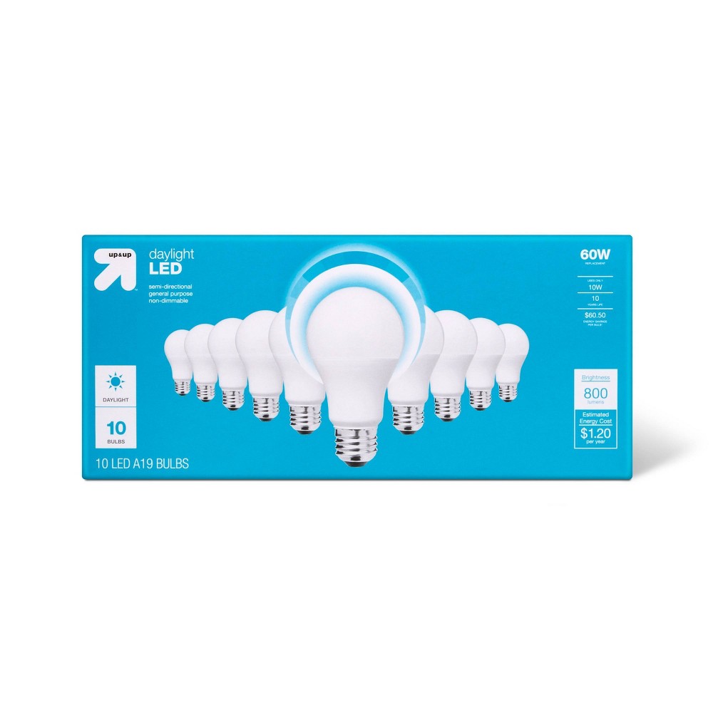 LED 60W 10pk Daylight Light Bulbs - up & up, Case Pack of (4) -10 Packs