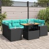 vidaXL 7 Piece Patio Sofa Set with Cushions Black Poly Rattan - 2 of 4