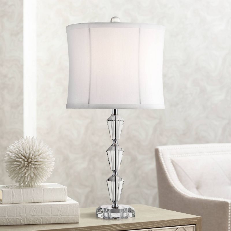 Vienna Full Spectrum Goddin Accent Table Lamp 23" High Faceted Crystal Column Geneva White Drum Shade for Bedroom Living Room Bedside Nightstand Kids, 2 of 9