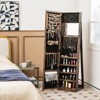 Tangkula Lockable Jewelry Cabinet Large Capacity Makeup Organizer with Full-Length Mirror Built-in Makeup Mirror 5 Storage Shelves - 2 of 4