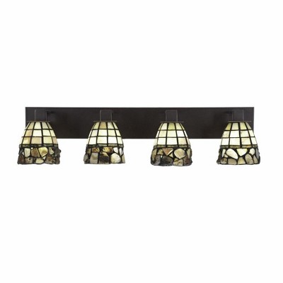 Toltec Lighting Apollo 4 - Light Vanity in  Dark Granite with 7" Cobblestone Art Glass Shade