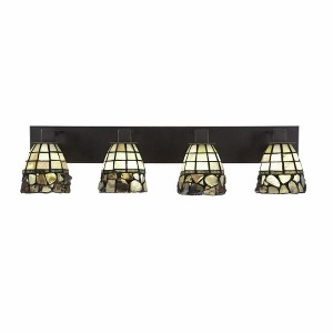 Toltec Lighting Apollo 4 - Light Vanity in  Dark Granite with 7" Cobblestone Art Glass Shade - 1 of 1