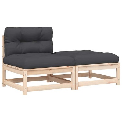 vidaXL Patio Sofa Anthracite, Pine Wood Solid Pine Wood, Oxford Fabric