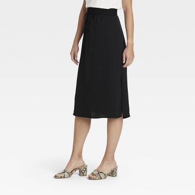 Women's High-Rise Midi Slip Skirt - A New Day™ Black XS