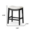 HomeRoots 26" White and Black Fabric and Solid Wood Backless Counter Height Bar Chair - 3 of 4
