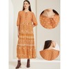 Allegra K Women's Boho Long Floral Ruffle Half-Sleeve Cuffed Casual A Line Dress - 2 of 4