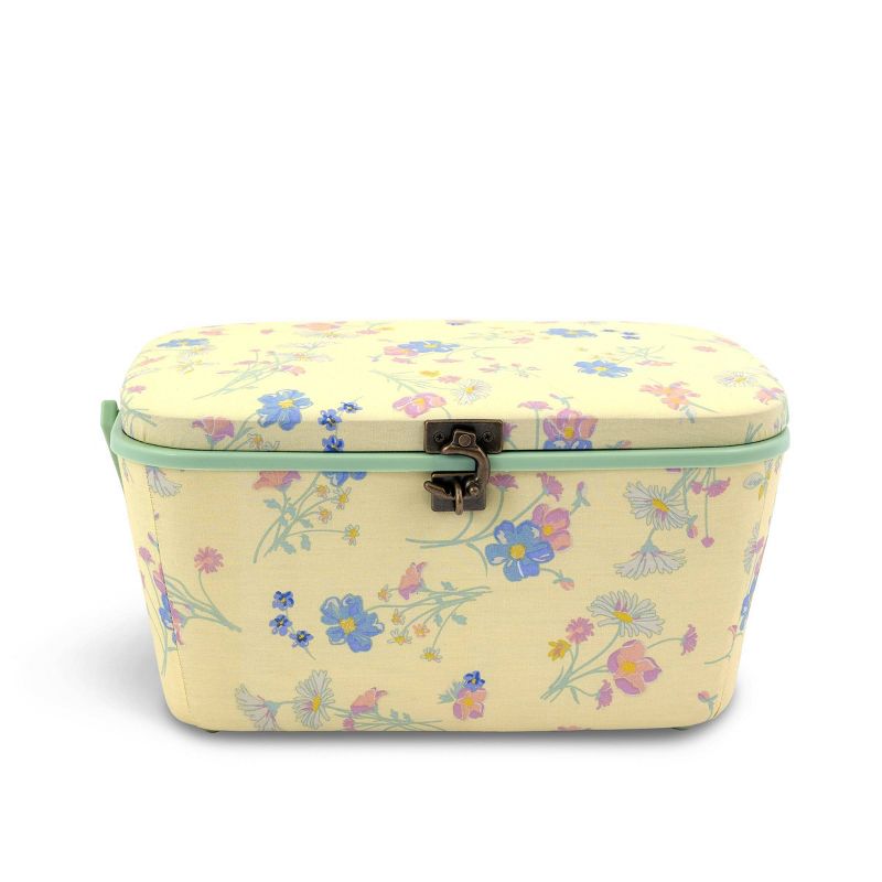 Dritz Large Oval Sewing Basket Yellow Floral, 5 of 6